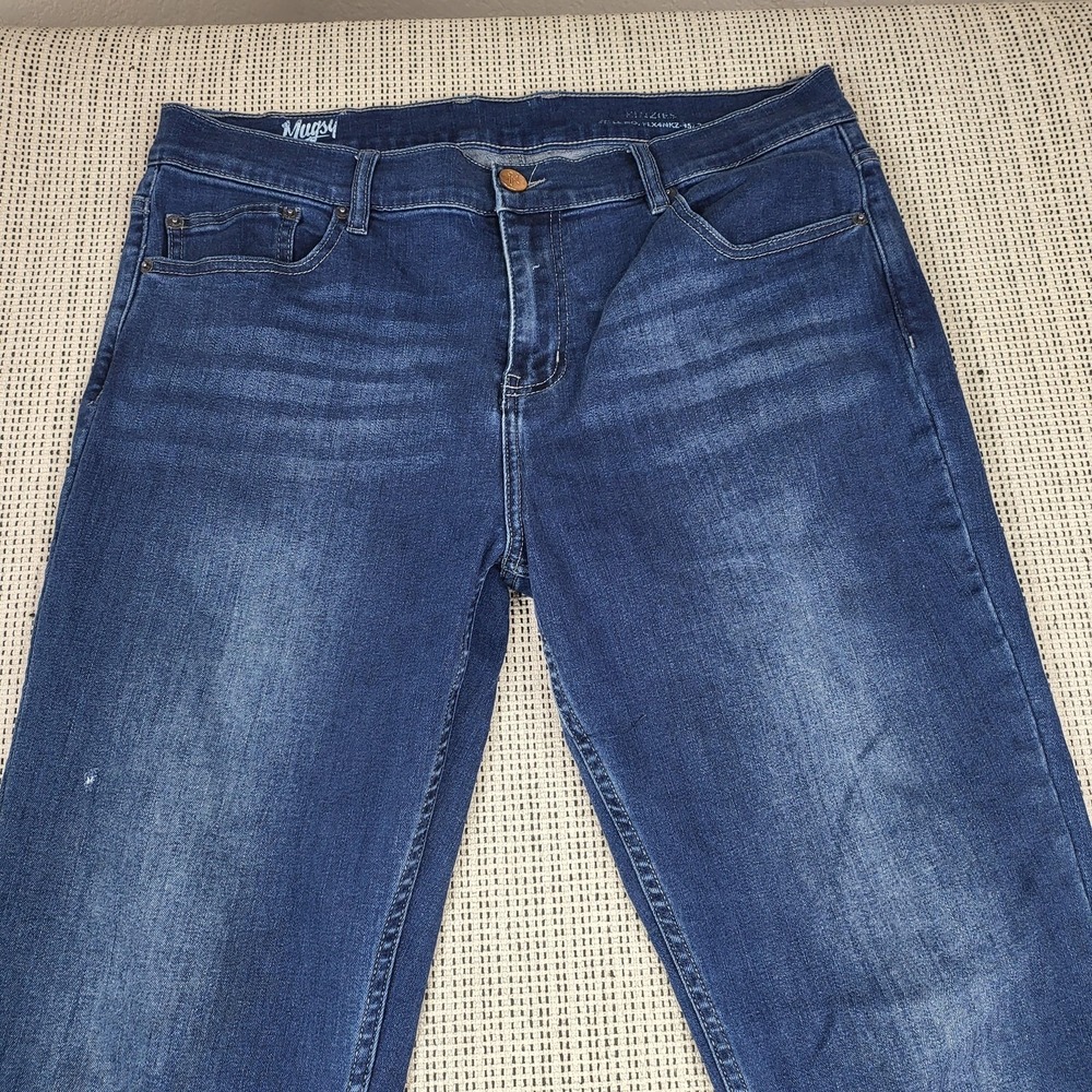 Mugsy Kinzies Jeans Mens Slim Straight Stretch‎ Denim Medium Blue Fits 35x33